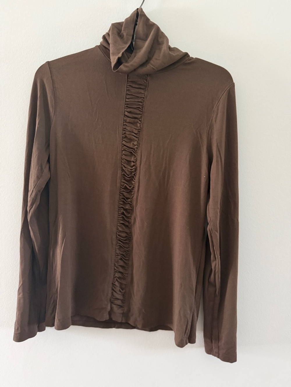 Kenneth Cole Brown Long Sleeve Turtleneck with Front Ruching
